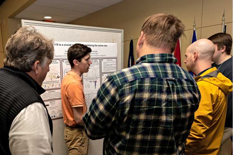 During the Reverse Career Fair UWL students presented their research posters while representatives from regional industries circulated the room.