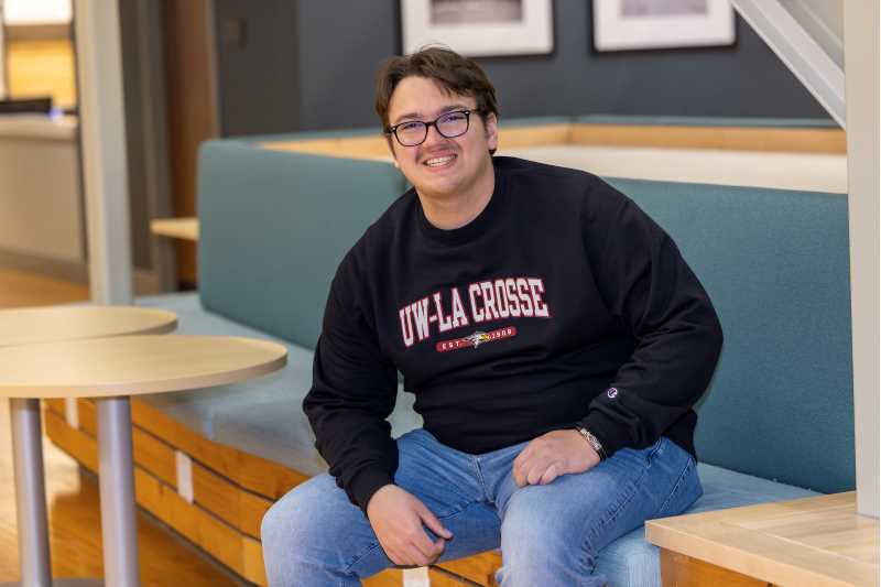 Max Schmeling, a marketing major at UW–La Crosse, says receiving the Joe Laux Family Scholarship gave him renewed motivation to continue pursuing his degree after the loss of his mother. 