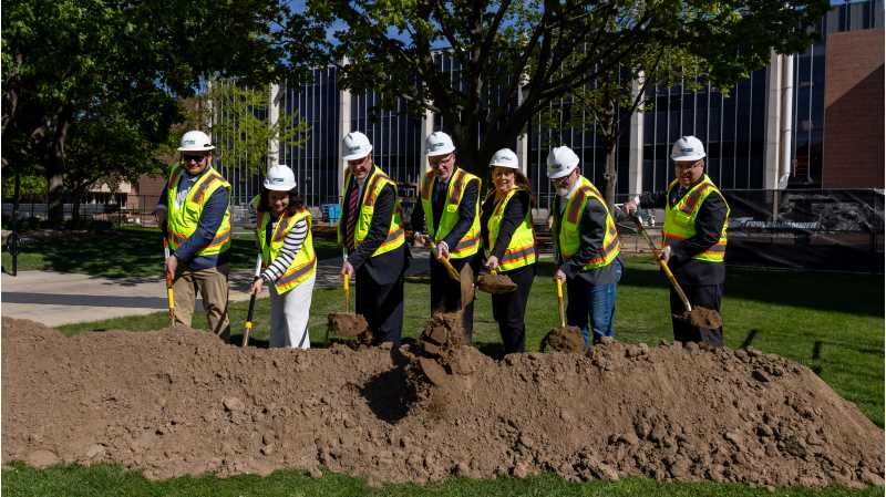 UW-La Crosse broke ground Friday, May 8, on the second phase of the Prairie Springs Science Center. The facility will replace Cowley Hall with 30 state-of-the-art labs, classrooms and specialized learning spaces.
