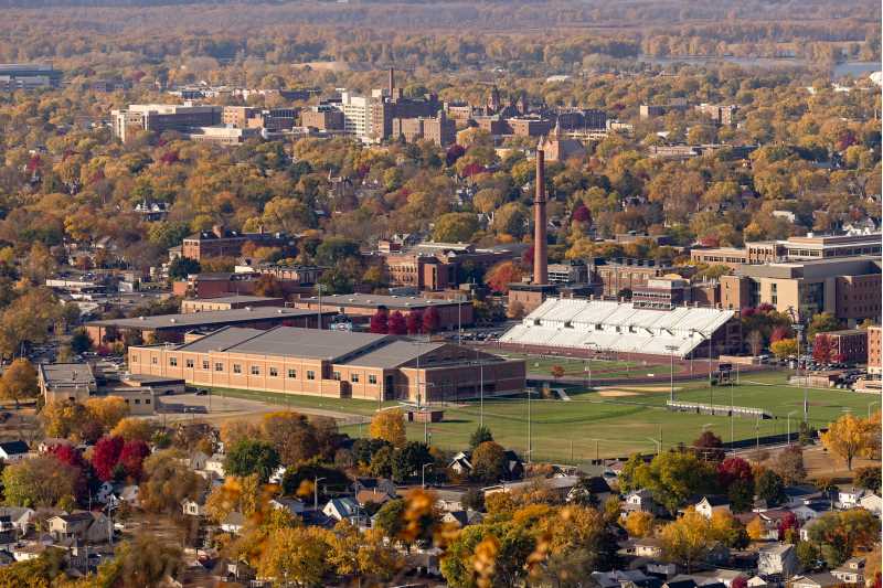An aerial view of the UW-La Crosse campus. UWL is ranked No. 3 among Top Public Regional Universities in the Midwest, tied with the University of Michigan–Dearborn.