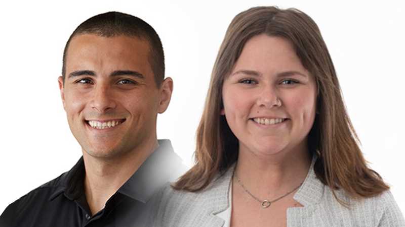 UWL honored Nick Berg, Rec Sports, (left) as this year’s Student Employment Supervisor of the Year, and  Sophie Miller, in Residence Life, as the Student Employee of the Year.