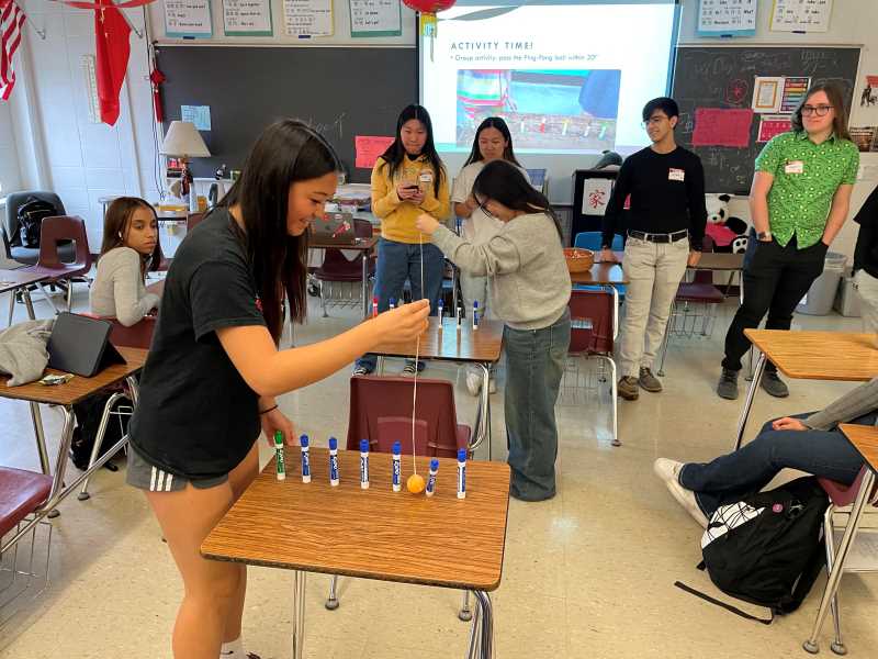 At the end of April five students from a Chinese Studies 202 class visited Central High School to present a panel discussion about their Chinese studies at UWL and play games with the high school students.