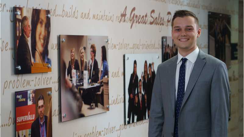 UWL senior Christian Schommer earned first place in the Great Northwoods Sales Competition, a showcase of some of the best sales and marketing students across the United States.