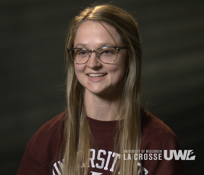 UWL student Christonna Shafranski describes the pain she was experiencing in her back, which turned out to be pyelonephritis in a video interview with a professor in her physical therapy program. 