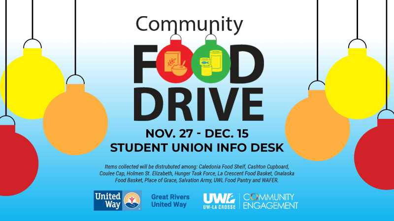 Community Food Drive Nov. 27 - Dec. 15.