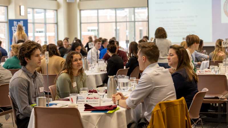 The annual Take an Eagle to Breakfast event, organized by the Silver Eagles alumni group, connected UWL business students with dozens of alumni, business owners and faculty.