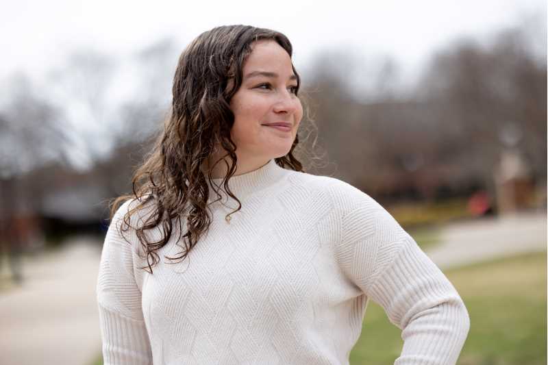 UWL junior Ellie Baudry created the winning design for the 2026 Eagle Fest Wings of the Year, drawing inspiration from Grandad Bluff and the sense of belonging she has found on campus.