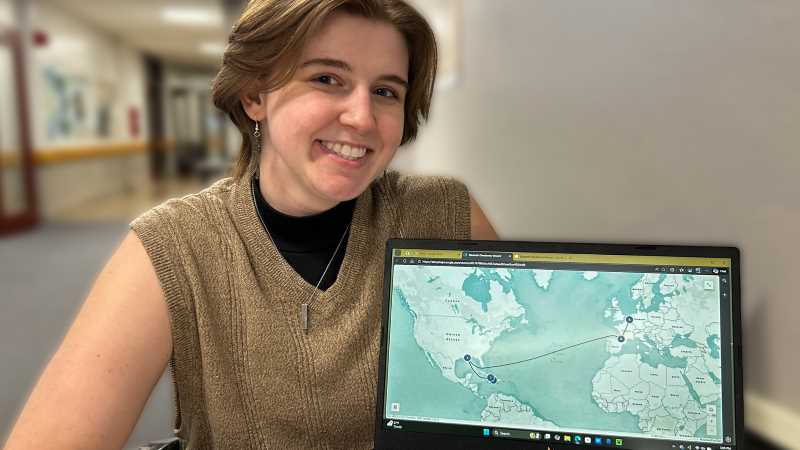 UWL Senior Elin Voegeli shares the immigration journey of Elisabeth Dieudonné Vincent using ArcGIS Storymaps, a web-based, interactive map that blends text, images and video. 