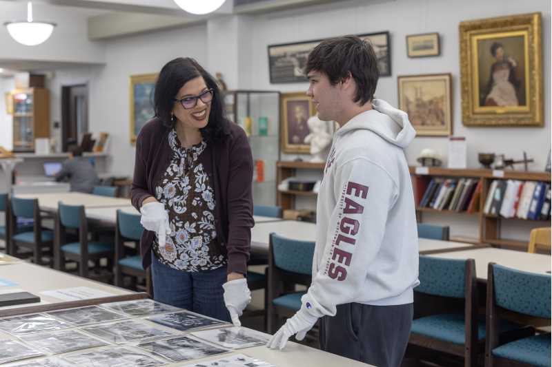 Sophomore biology major Andrew Smerz, right, enrolled in History Professor Gita Pai’s chocolate-themed history course for his love of chocolate. But he soon learned chocolate’s story stretches far beyond flavor, linking La Crosse to a much larger global history. 