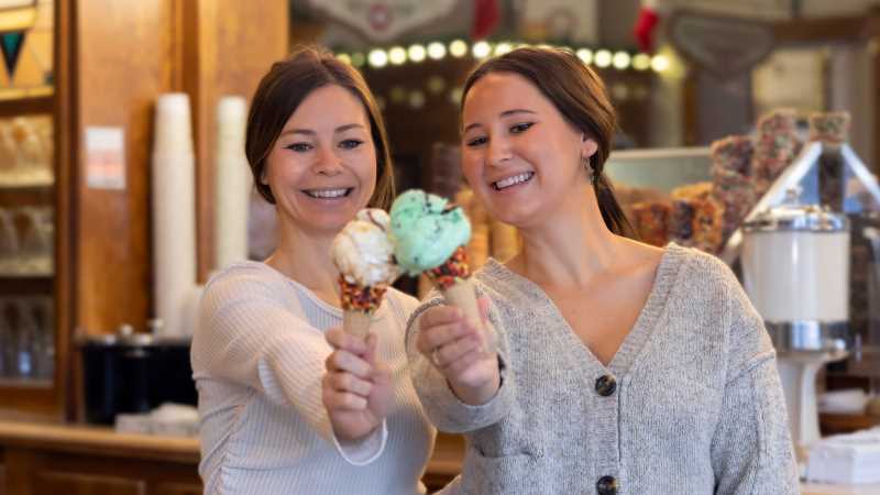 UWL alumni and sisters Dani Peterslie and Azia Thelemann continue their family’s 30-year legacy as co-owners of The Pearl Ice Cream Parlor.