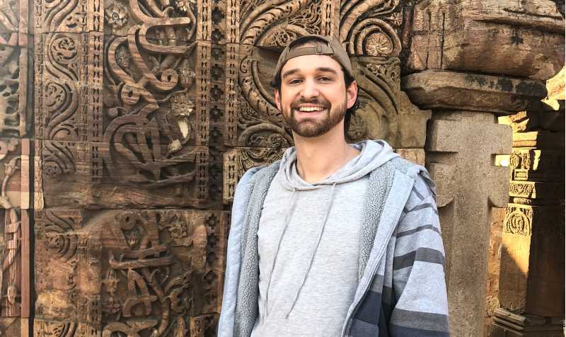 Andrew Howard, a lecturer in UWL's History Department, has developed a passion for studying the Indo-Aryan language of Urdu in recent years. Here, he's pictured at the Quwwat-ul-Islam mosque in Delhi, India.