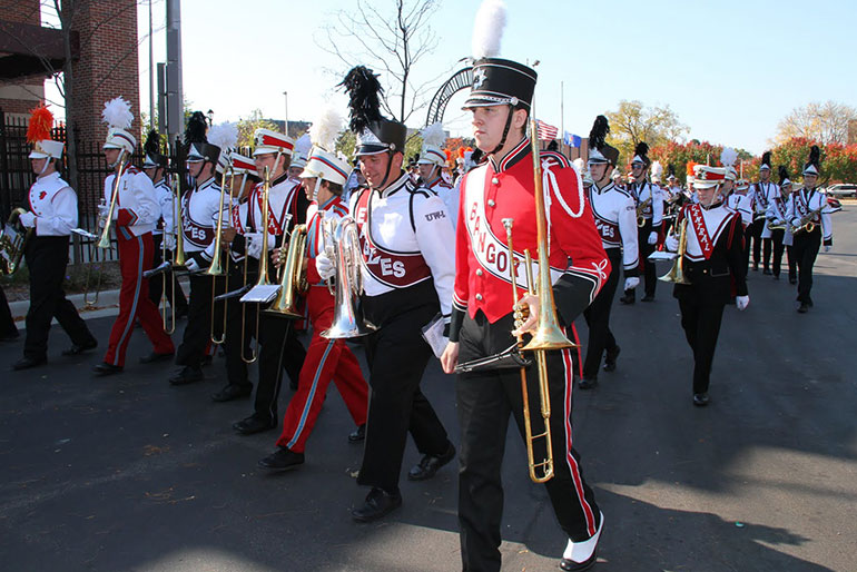 Bands marching.