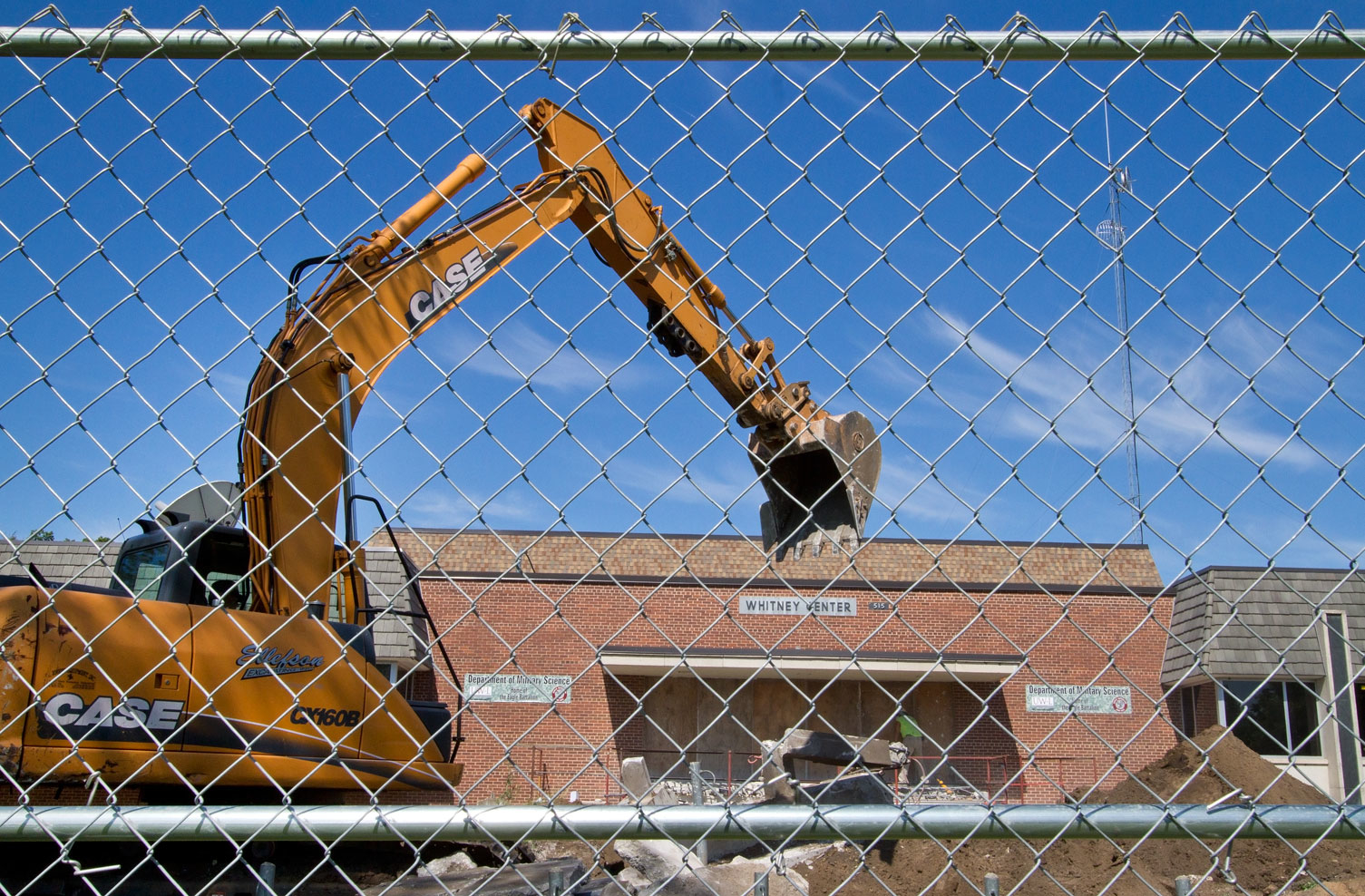 construction work at the entrance to Whitney Center