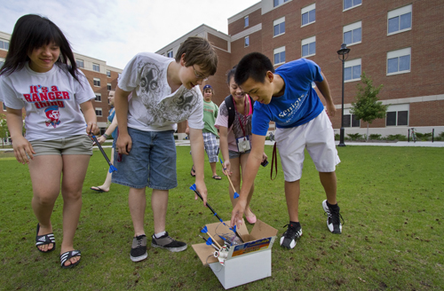 Rocket launch for Upward Bound physics lab.