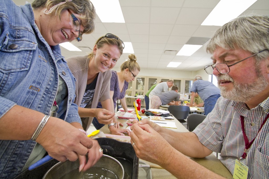 Teachers scrub artifacts as part of the NEH Institute for Teachers