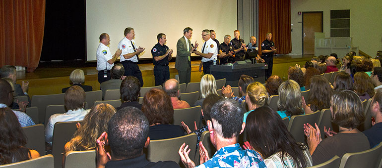 20120829_Chancellors_Address_Picnic_0034we Group photo of firefighters with Chancellor.