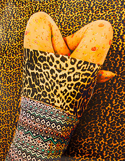 Photo of leopard skin skin on leopard skin background.
