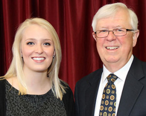 UW-L student Karin Johnson stands with at the CLS Excellence Awards.