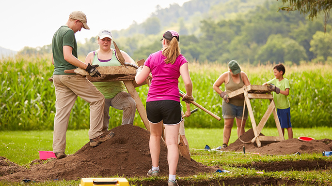 Participants spend all week in the field, learning and mastering techniques taught by MVAC’s professional archaeologists.