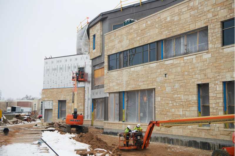 Contractors work on the south entrance of the student center. The edifice is designed to emulate Grandad Bluff.
Read more →
