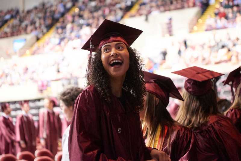 UWL graduate, Mary Rebro, catches sight of her family at UWL’s Winter Commencement at the La Crosse Center on Dec. 18, 2016. 
Read more →
