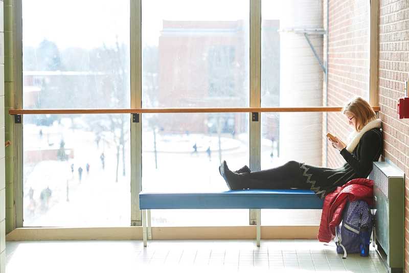 Kathleen Becker, Sophomore, Chemistry, takes a break in-between classes. 
Read more →
