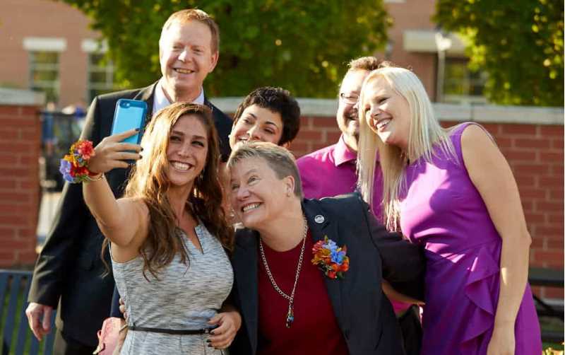 The 2017 Distinguished Alumni take a group selfie before the ceremony. 
Read more →
