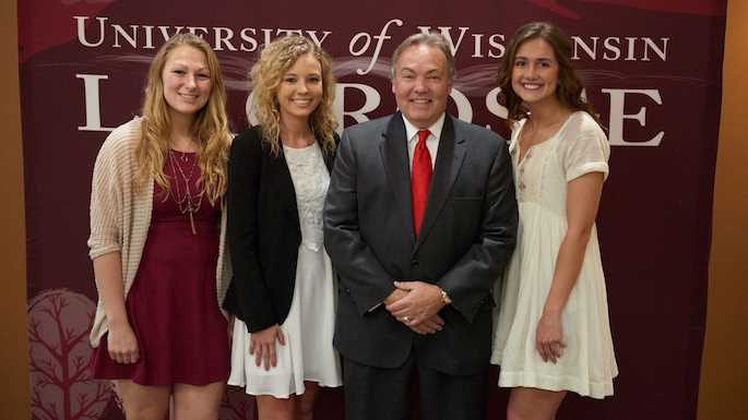 Robin Clark Mueller, ’78, pictured with his scholarship’s first three recipients.
Read more →