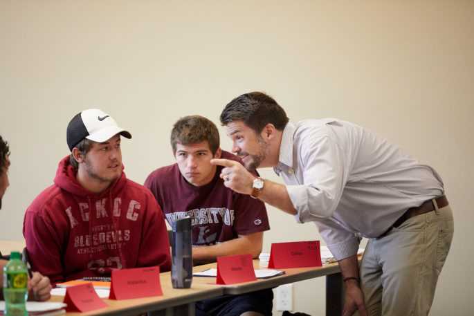 UWL first-year student Zack Krings, left, takes advice from Associate History Professor James Longhurst, right, during a simulation set in Ancient Greece. The simulation is part of Longhurst’s high impact teaching style called “Reacting to the Past.”
Read more →
