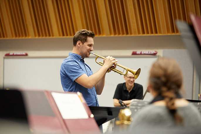 John Raymond leads a master jazz class at UWL on Friday. He worked with the Jazz Ensemble, a group of both music and other majors.
Read more →