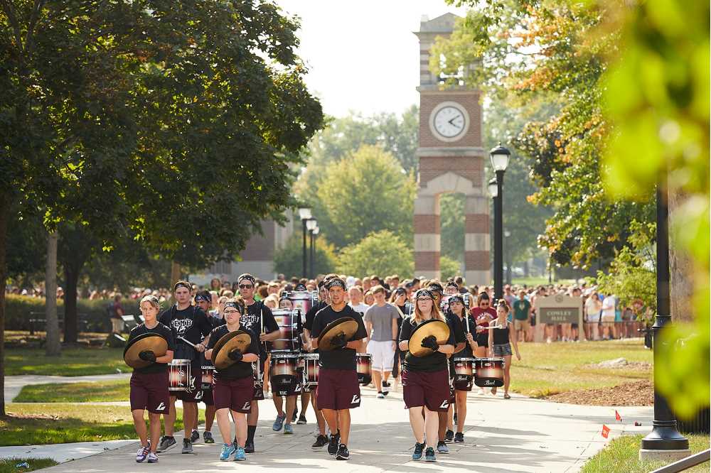 The UWL Screaming Eagles Marching band leads new students to Mitchell Hall for a welcome pep rally.
Read more →