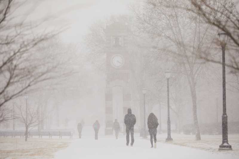 Hoeschler Tower is barely visible during an early March snow fall.
Read more →
