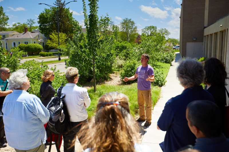 As part of the Driftless Region Sustainability Education Project, Judson Steinback, of Coulee Region Ecoscapes, a company that provides sustainable landscaping services, shares information about the Community Food Forest at the YMCA. The forest provides food, pollinator habitat, biodiversity, education for community and more. About 20 people attended the two-day Driftless Region Sustainability Education Project event, including four faculty from UWL.
Read more →