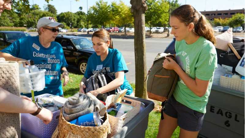 Lisa Klein, UWL’s community engagement coordinator, center, assisted with last year’s move-in day. This year due to COVID-19, move-in days have been extended and participants will be required to wear face masks. Those spotted wearing no-sew cotton masks during the welcome more than likely will have a mask made by Coulee Region RSVP volunteers. The volunteers are cutting more than 300 masks from T-shirts donated by UWL staff and faculty specifically the move-in.
Read more →
