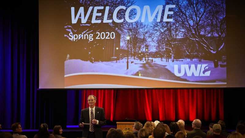 UWL Chancellor Joe Gow gave his All-University Address Wednesday, Jan. 22, in The Bluffs, Student Union. 
Read more →
