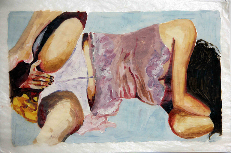 Lady on side artwork.