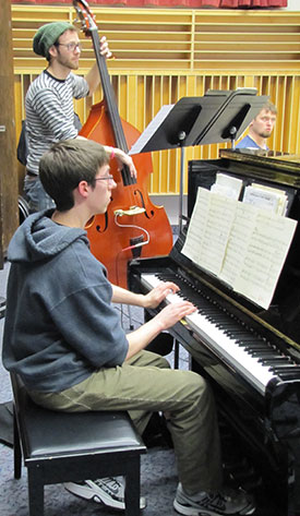 Musicians practicing. 