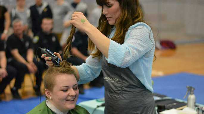 UWL student Ellen Maloney has her head shaved during last year’s St. Baldrick’s event.
Read more →
