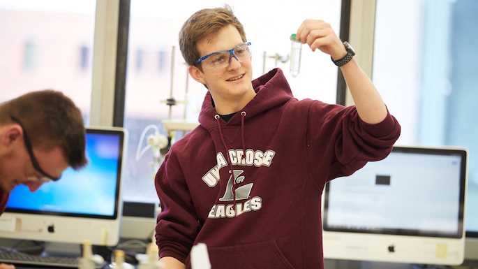 Junior Roman Schlimgen, a biology and biochemistry major, says CHM 419 gives him respect for the hard work scientists do to make new discoveries. Throughout the semester students collect and analyze novel sets of data that will be developed into a peer-reviewed manuscript.
Read more →