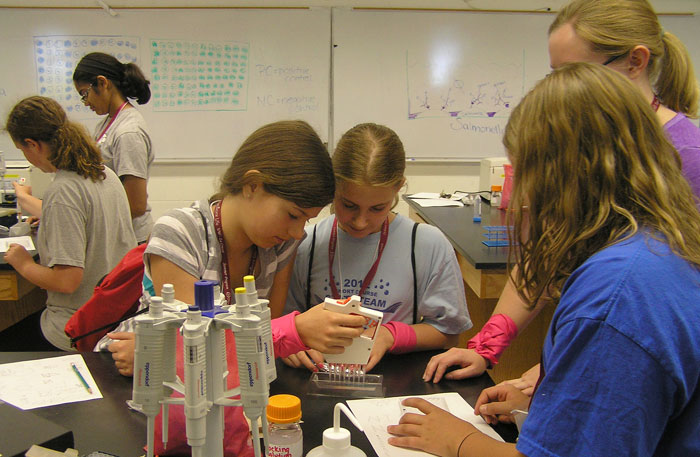 Biology3W Girls doing biology experiment.