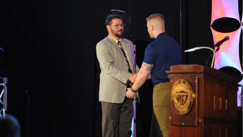 Josh Buchholtz, head coach of the UW-La Crosse men’s track and field team, left, receives the UWL Service to Veteran Students Award from Army veteran and physics major Joseph Arbanas.
Read more →