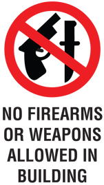Logo for no firearms or weapons.