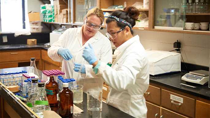 Joan Bunbury, left, works with UWL student researcher Leah Krbecek to analyze samples from a lake sediment core Bunbury collected in 2014 near the archaeological site of Aztalan, which was abandoned abruptly around 1300 AD. Bunbury’s research, which students in her class help conduct, aims to uncover whether climate played a role in the desertion of the site.
Read more →
