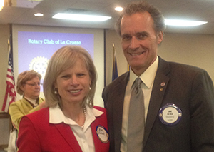 UW-L Chancellor Joe Gow with gubernatorial candidate Mary Burke.