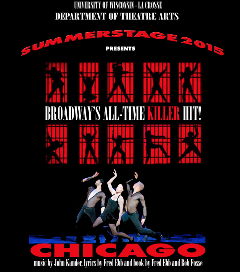 Chicago production poster listing dates and image of dancers. 