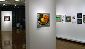 Art gallery with artwork. 