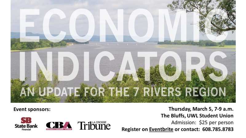 Economic Indicators event begins at 7 a.m. Thursday, March 5, in The Bluffs in the UWL Student Union, 521 East Ave N. Breakfast will be served at 7 with the program at 7:20. The event will end by 9 a.m. Cost is $25. Pre-registration is required; seating is limited.
Read more →