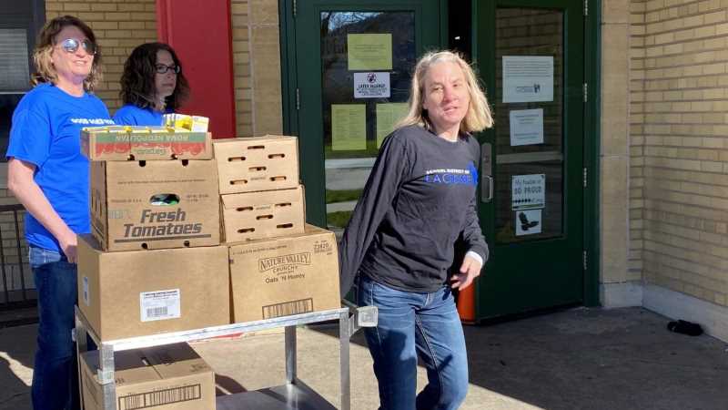 UWL Chartwells employees and Emerson Elementary staff cart goods donated from the “Good Goes Round” program into the school to be distributed in its food pantry.
Read more →

