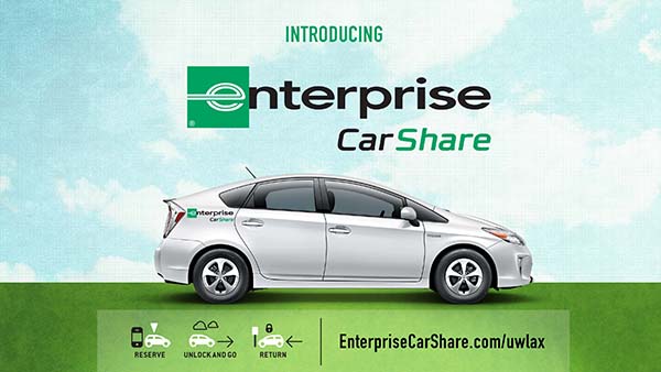 Image of a car with the words "Enterprise CarShare"