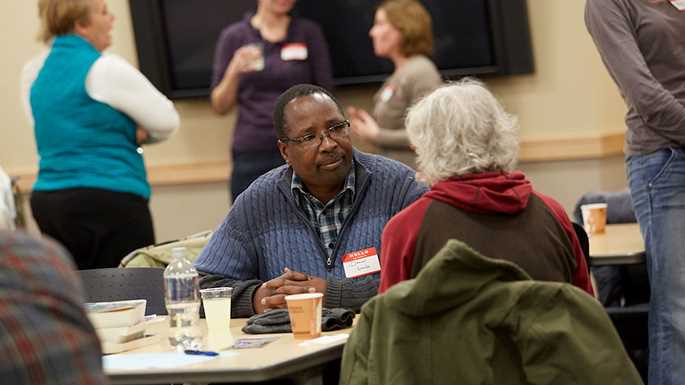 Daniel Sambu, center, is an assistant professor of Geography and Earth Science, who attended Tuesday’s networking event for faculty who teach environmental studies topics. 
Read more →
